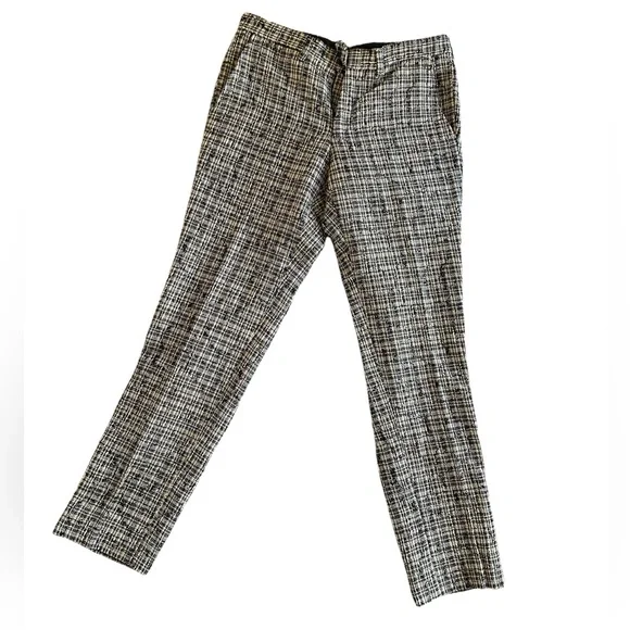 Sebastian Cruz Couture Bouclé Tweed Trousers Slim Black White Men 32x28 Designer